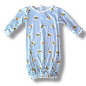 Kickee Pants Newborn Gown NB Blue Bamboo Bumblebee Bee Print Layette Boy Girl